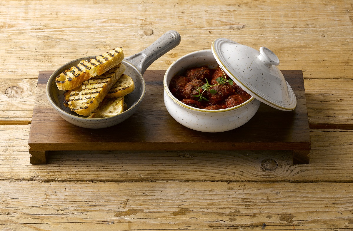 STONECAST GREY WHITE LIDDED POT PAN PRESENTATION BOARD