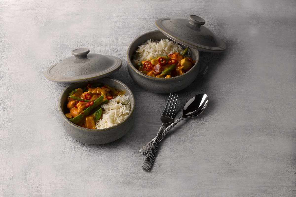 STONECAST LIDDED POTS CURRY CHURCHILL BAMBOO CUTLERY (2)